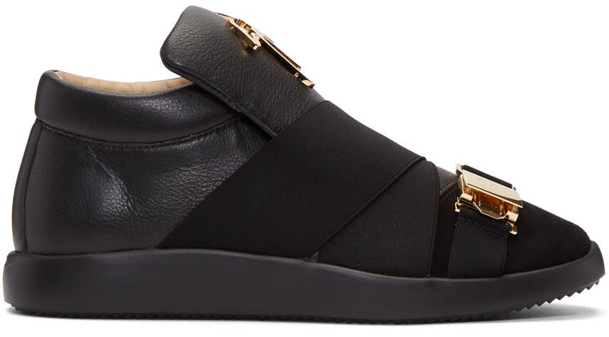 Giuseppe Zanotti Black Crossover Strap Singles Slip-on Sneakers