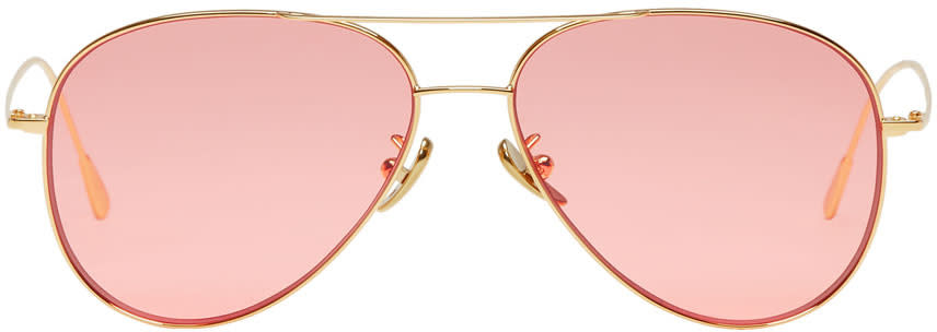 Cutler And Gross Gold and Pink Aviator Sunglasses