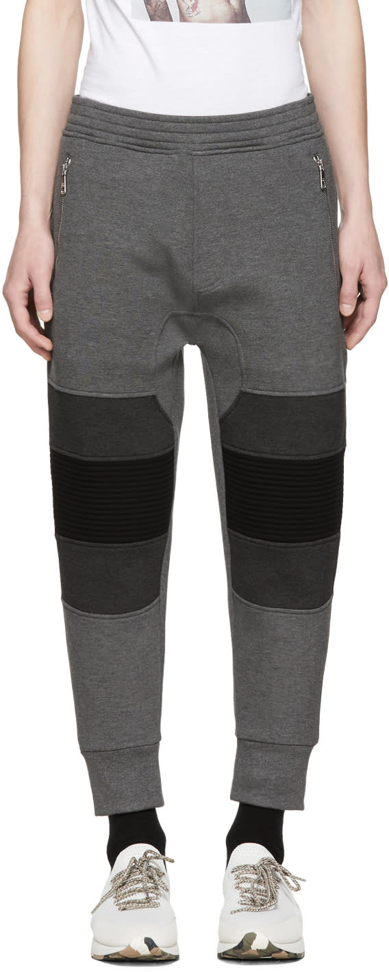 Neil Barrett Black and Grey Biker Lounge Pants