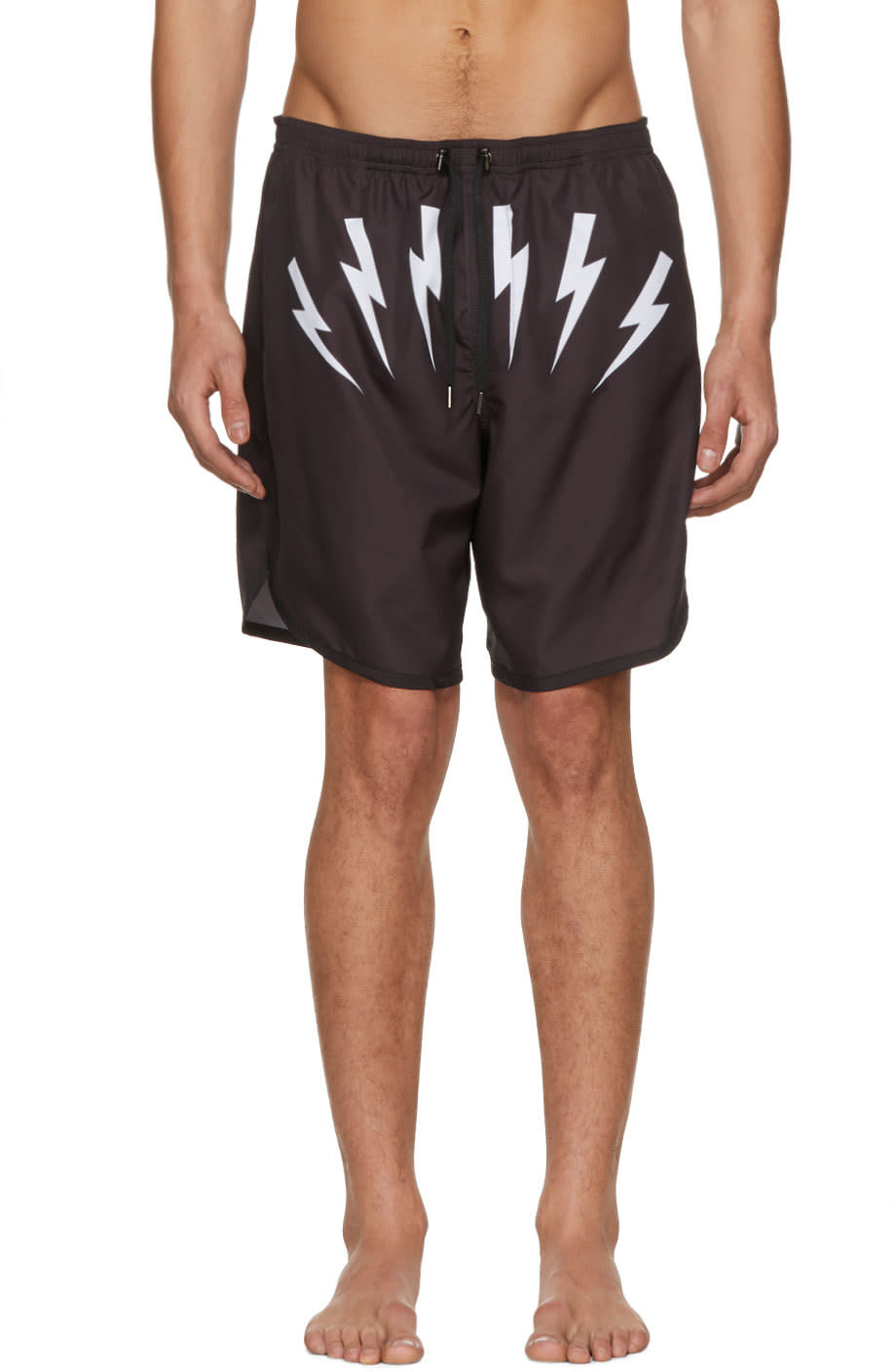 Neil Barrett Black and White Thunderbolt Swim Shorts
