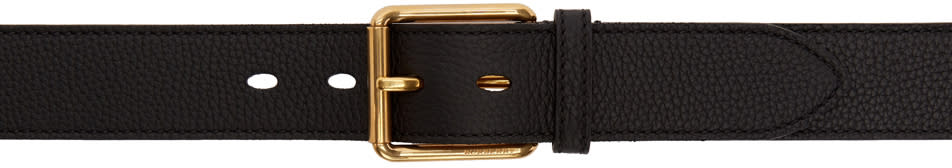 Burberry Black Leather Logo Belt