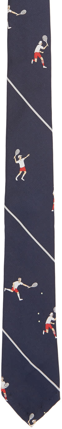 Thom Browne Navy Tennis Boys Classic Tie