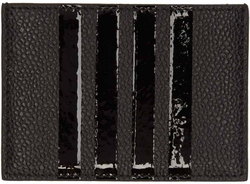 Thom Browne Black Patent Four Bar Single Card Holder