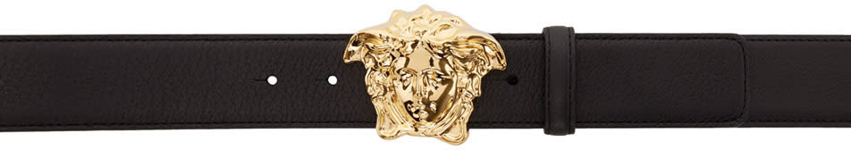 Versace Black and Gold Medusa Belt