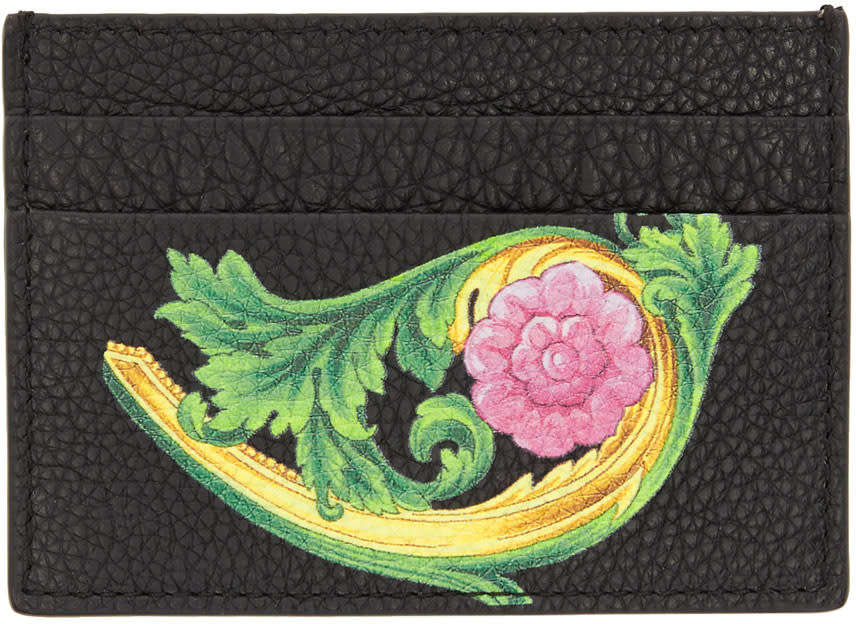 Versace Black Floral Card Holder