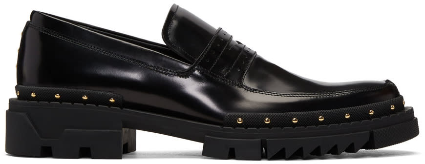 Versace Black Studded Loafers