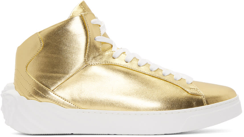 Versace Gold Back Medusa Head High-top Sneakers