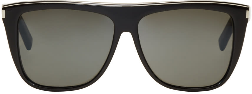 Saint Laurent Black and Silver Sl 1 Combi Sunglasses