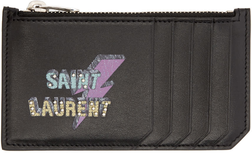 Saint Laurent Black 5 Fragments Eclair Card Holder