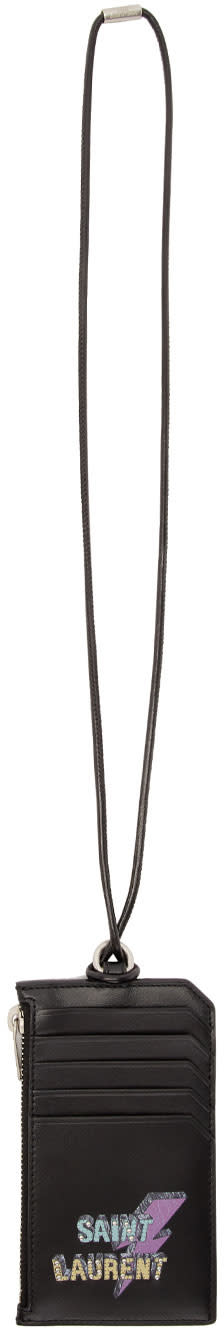 Saint Laurent Black 5 Fragments Necklace Card Holder