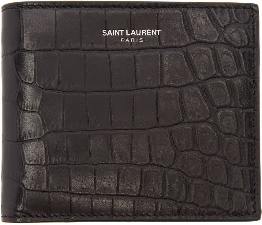 Saint Laurent Black Croc East West Wallet