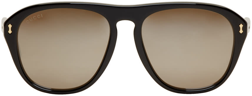 Gucci Black Opulent Luxury Aviator Sunglasses