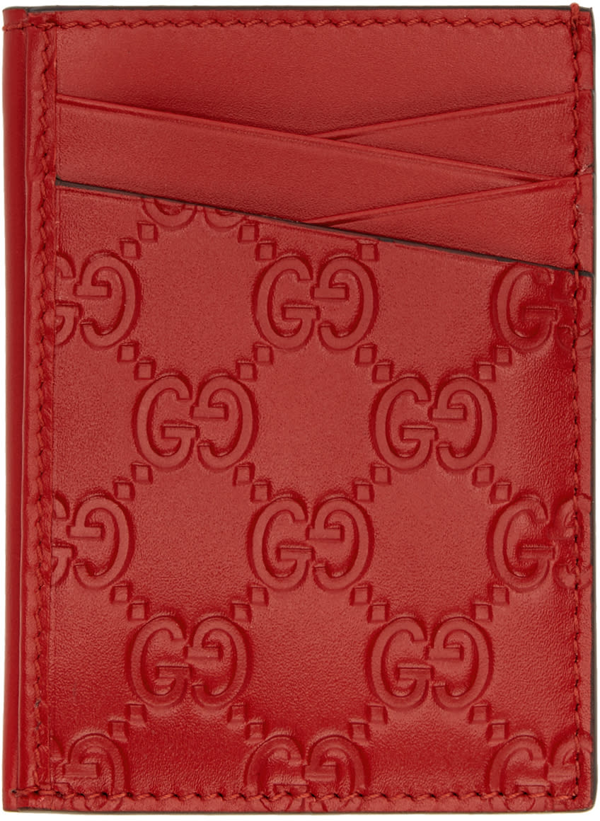 Gucci Red gucci Signature Card Holder