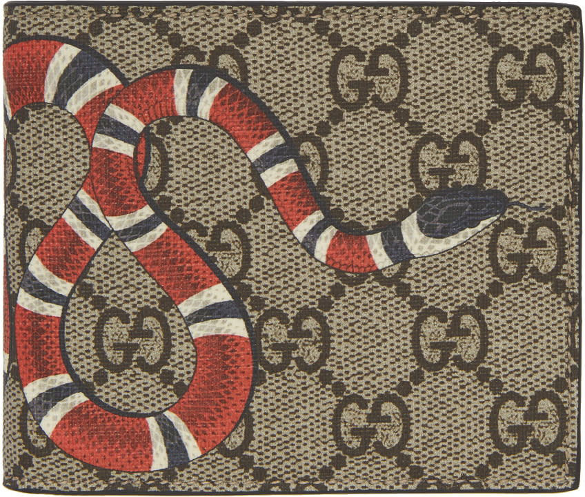 Gucci Beige Gg Supreme Snake Wallet
