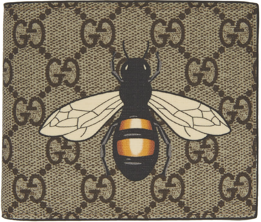 Gucci Beige Gg Supreme Bee Wallet