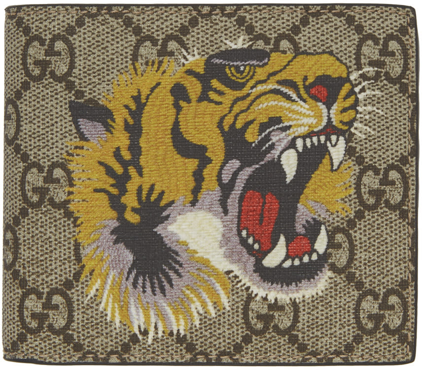 Gucci Beige Gg Supreme Tiger Wallet