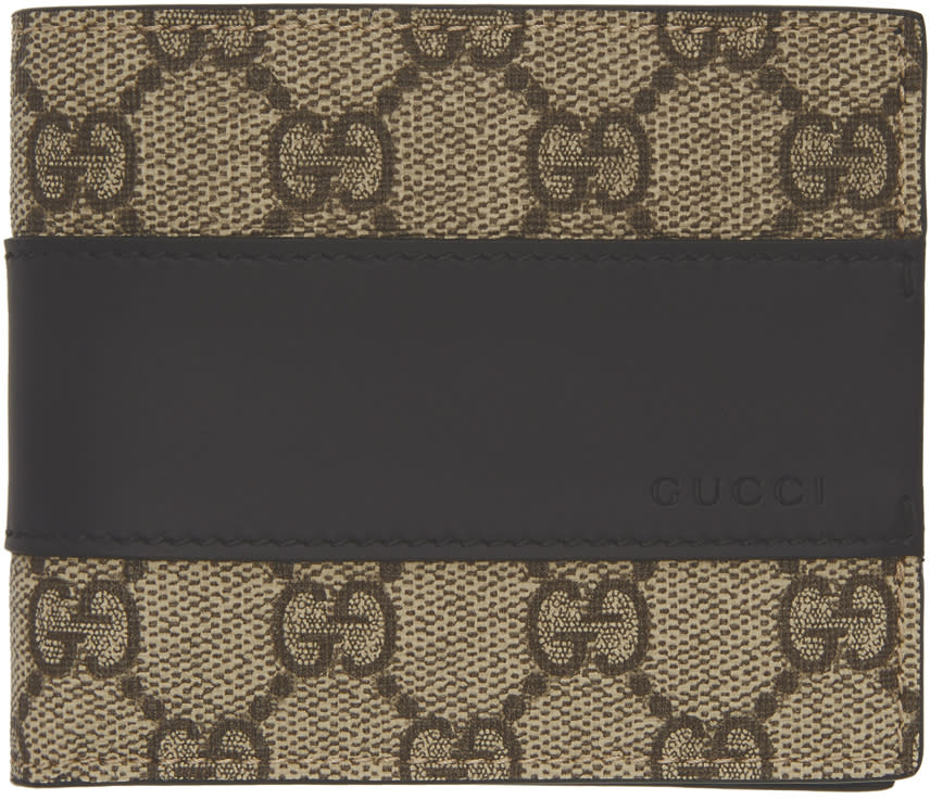 Gucci Beige and Black Gg Supreme Band Wallet