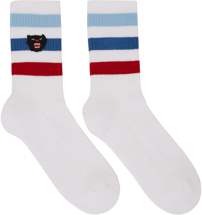 Gucci White Panther Little Slam Socks