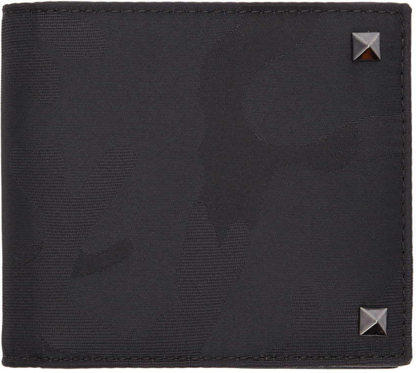Valentino Black Valentino Garavani Nylon Camo Wallet