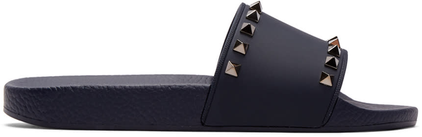 Valentino Navy Valentino Garavani Pvc Rockstud Slides