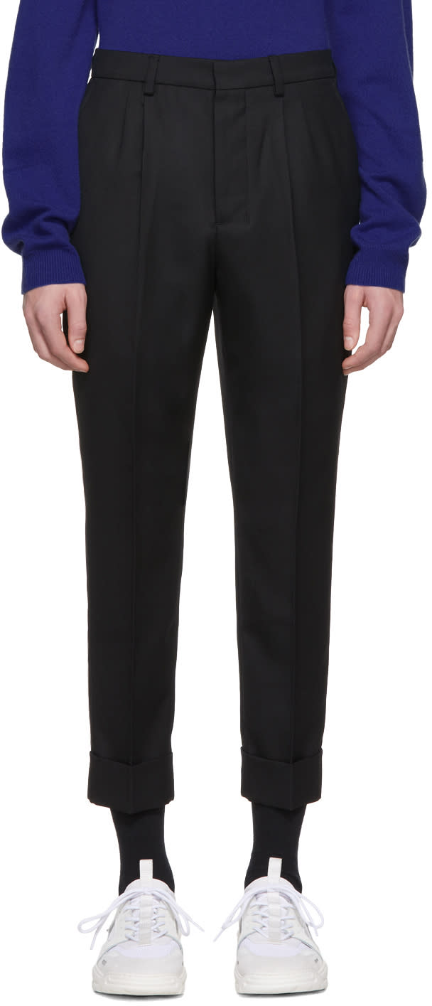 Ami Alexandre Mattiussi Black Wool Carrot Fit Trousers