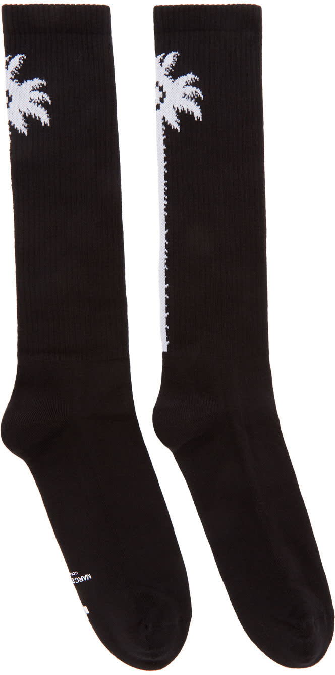 Marcelo Burlon County Of Milan Black and White Long Palm Socks