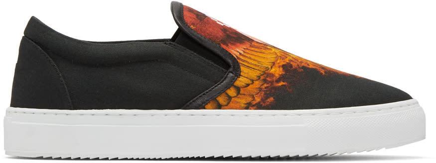 Marcelo Burlon County Of Milan Black Flame Wing Slip-on Sneakers