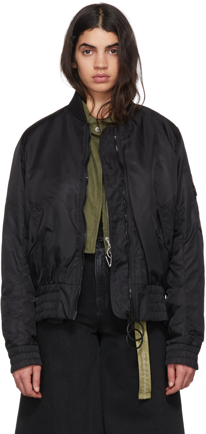 ブラック ファイヤーテープ ボンバー ジャケット