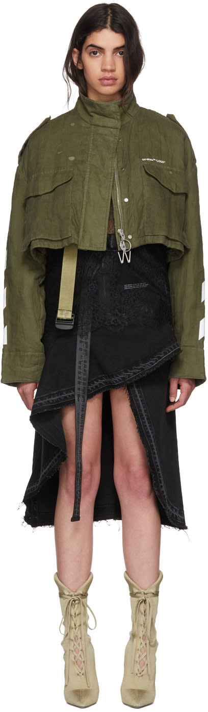 グリーン ダイアゴナル クロップド M65 ミリタリー ジャケット