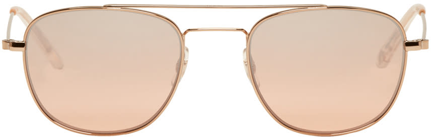 Garrett Leight Rose Gold Club House Aviator Sunglasses