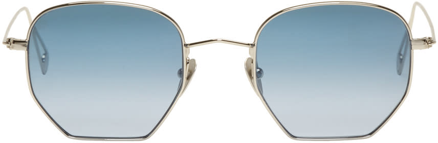 Garrett Leight Silver and Blue Mark Mcnairy Edition Liberty Sunglasses