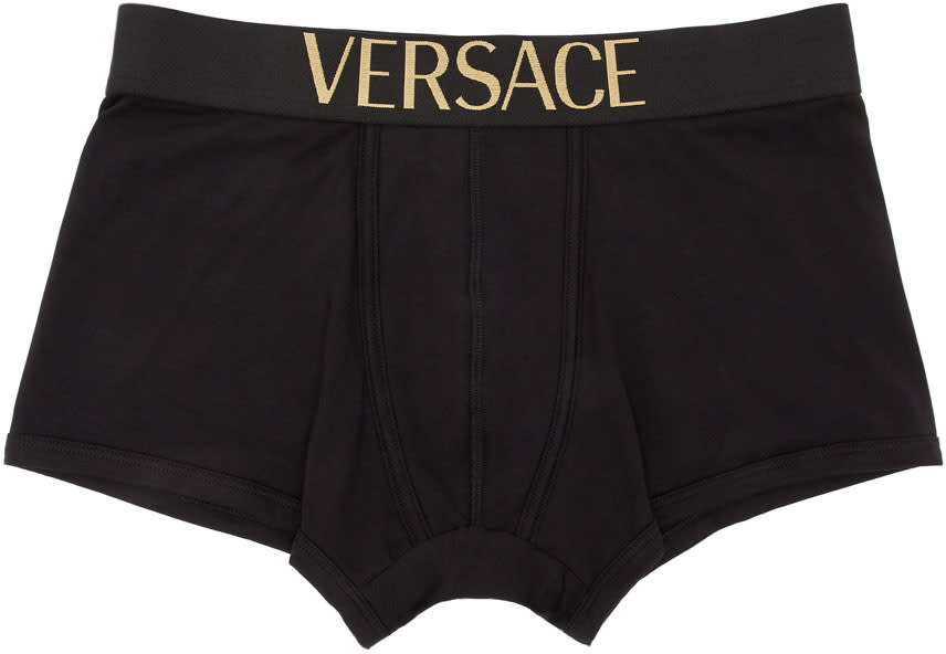 Versace Underwear Black Low-rise Logo Boxer Briefs