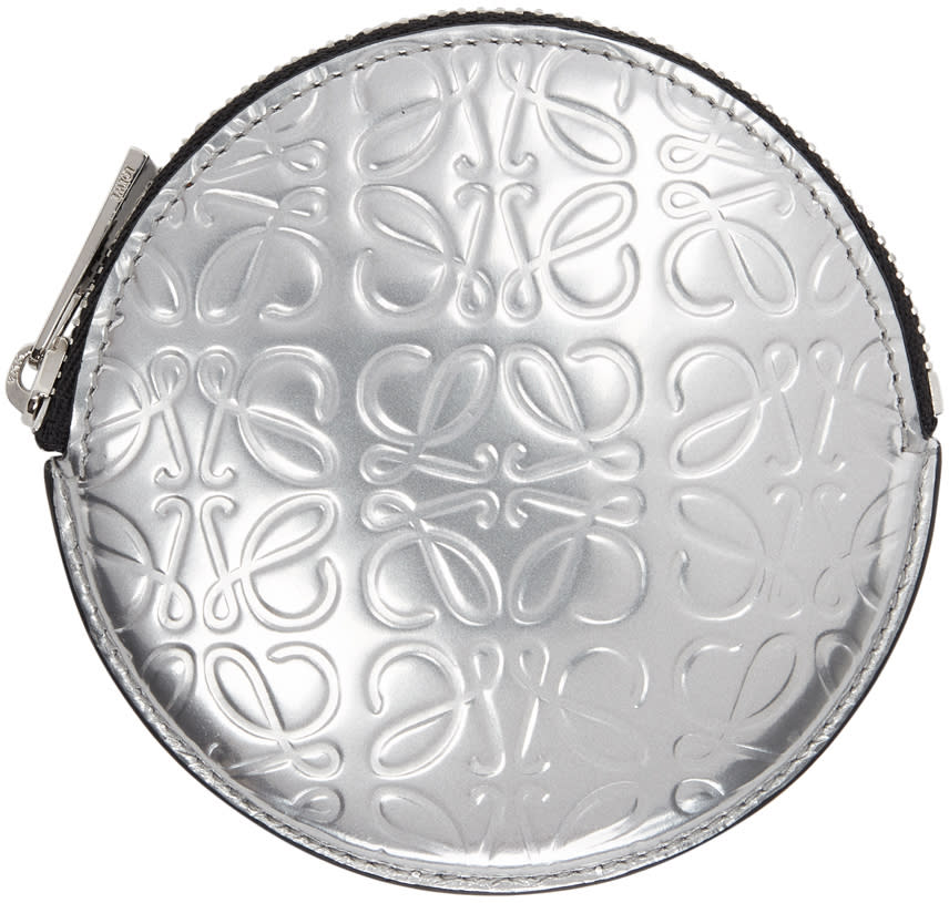 Loewe Silver Anagram Cookie Zip Coin Pouch