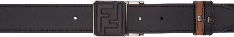 Fendi Reversible Brown and Black Signature Belt