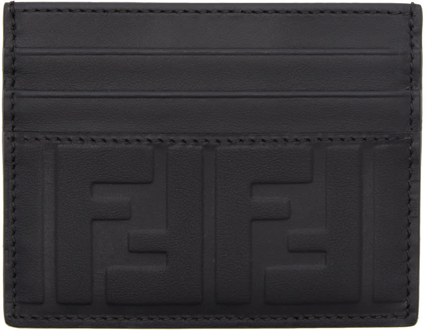 Fendi Black Embossed Logo Card Holder
