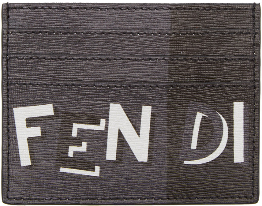 Fendi Black and Grey Logo Card Holder