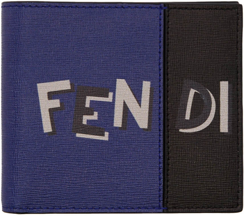 Fendi Black and Blue Logo Wallet