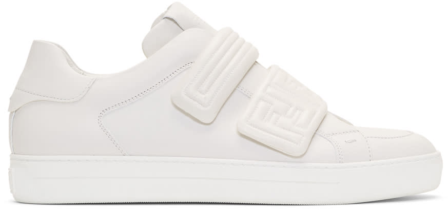 Fendi White Embossed Logo Sneakers