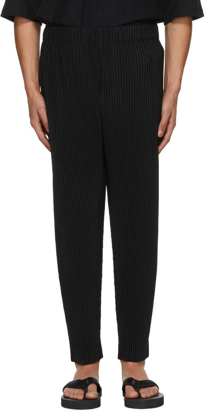Homme PlissE Issey Miyake Black Pleated Crop Trousers