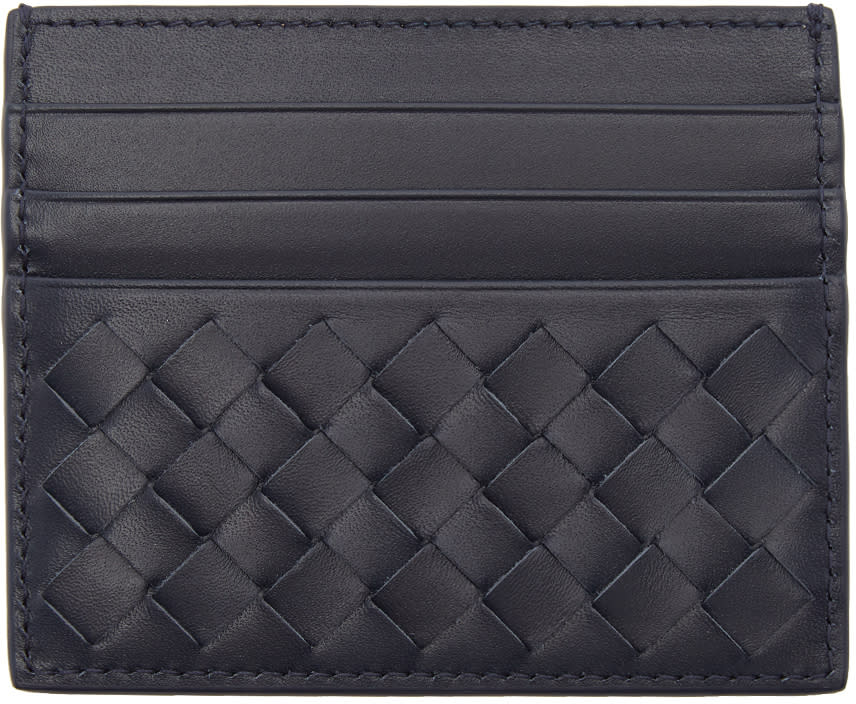 Bottega Veneta Navy Intrecciato Card Holder
