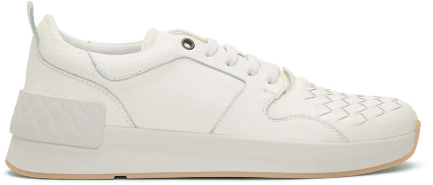 Bottega Veneta White Intrecciato Runner Sneakers