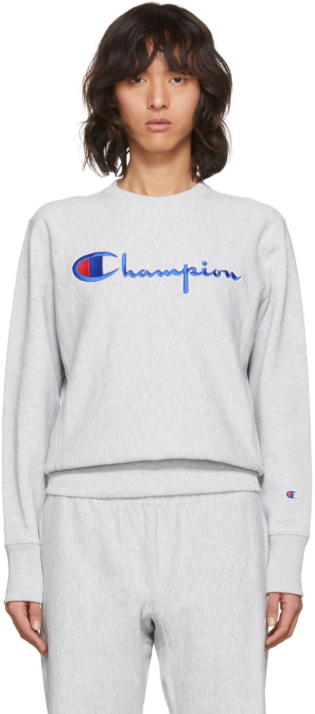 champion reverse weave logo patch sweatshirt