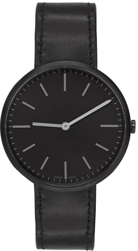 Uniform Wares Gunmetal and Black Leather M37 Two-hand Watch