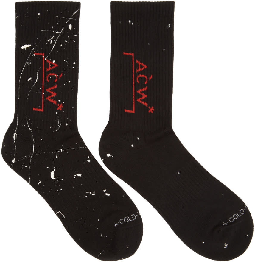 A-cold-wall* Black and Red Logo Socks