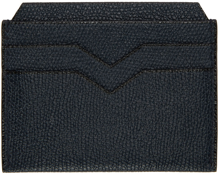 Valextra Navy 4cc Card Holder