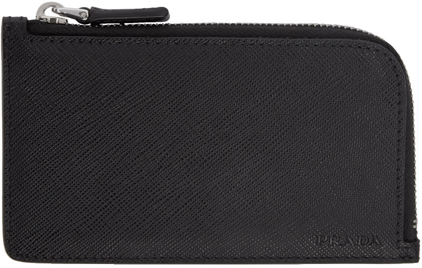 Prada Black Saffiano Zipper Wallet