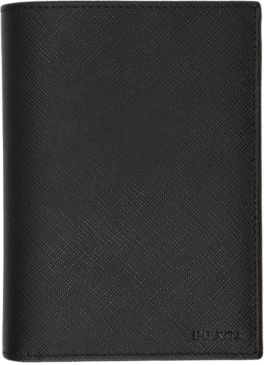 Prada Black Saffiano Passport Holder