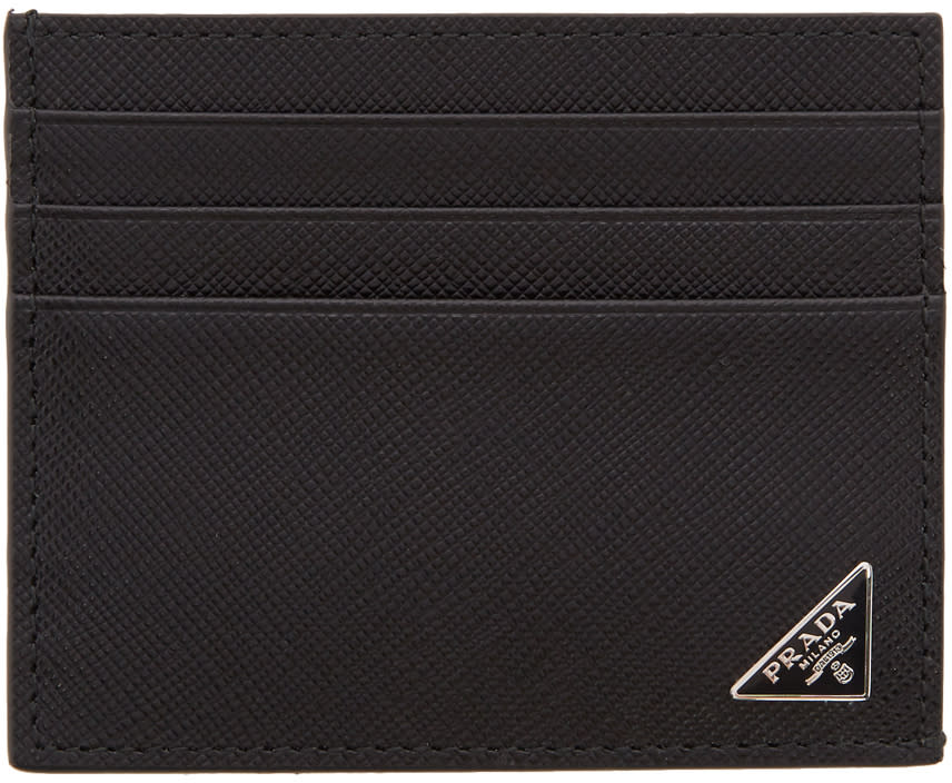 Prada Black Saffiano Logo Card Holder