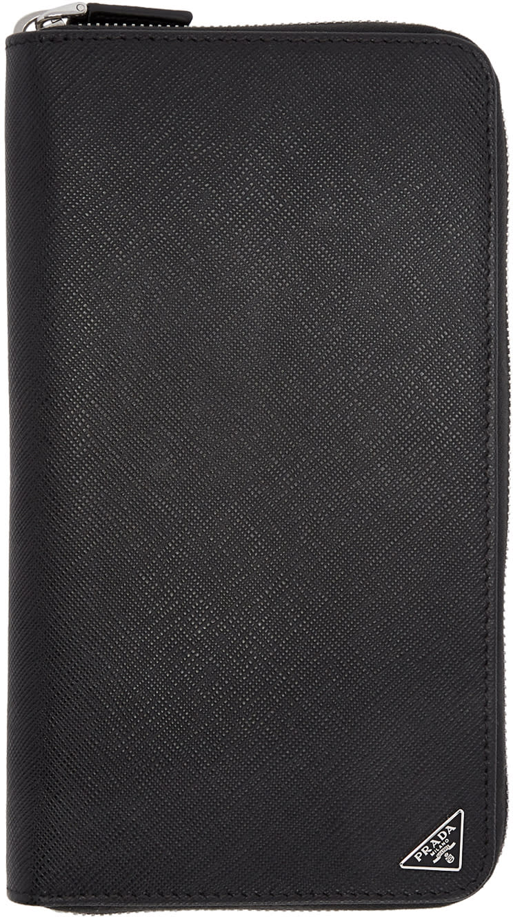Prada Black Saffiano Passport Holder