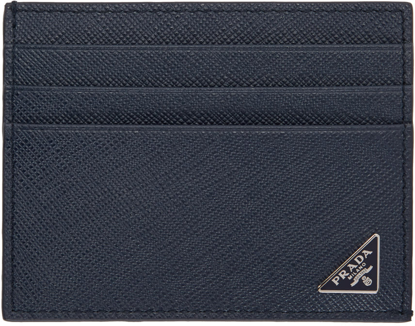 Prada Navy Saffiano Card Holder
